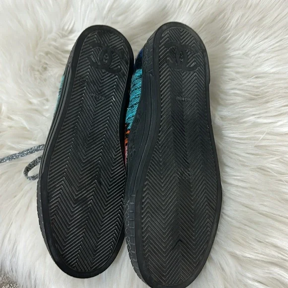 CHANEL Interlocking CC Multicolor Tweed Sneakers 38 - Picture 7 of 11